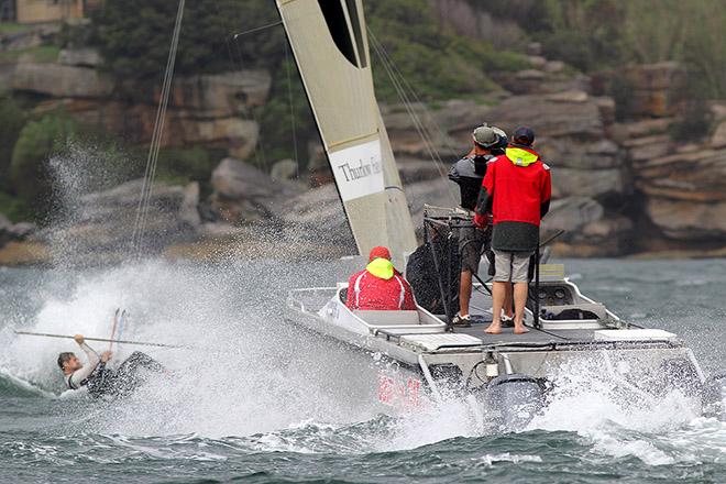 Video camera boat catches all the action of Thurlow Fisher Lawyers going to windward © Frank Quealey